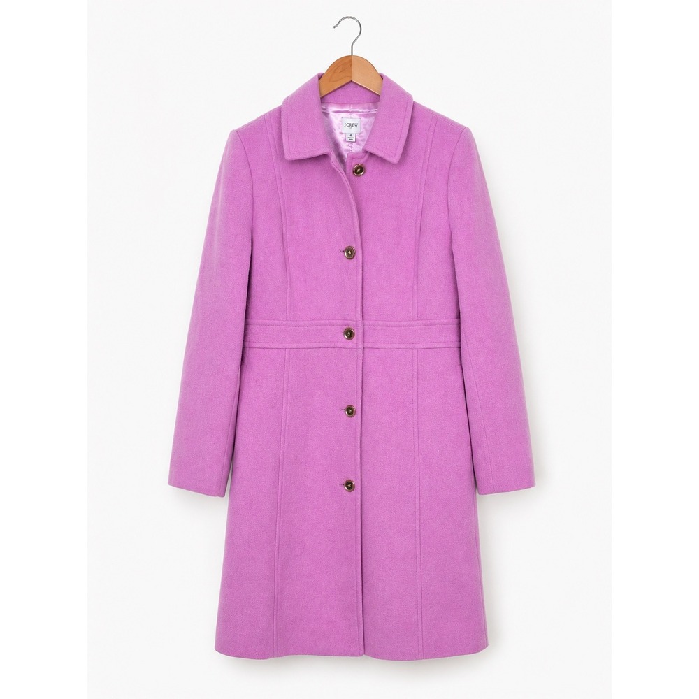 J Crew Jacket Lady Day Dress Coat Size 8 Pink Gold Button Wool Blend Twee